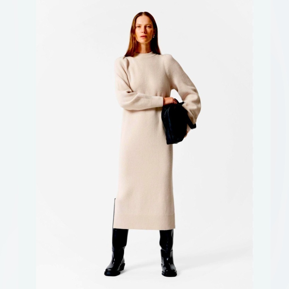 & OTHER STORIES UK SZ XS Ribbed Splits Mock Neck Long Sleeve Swearer Dress